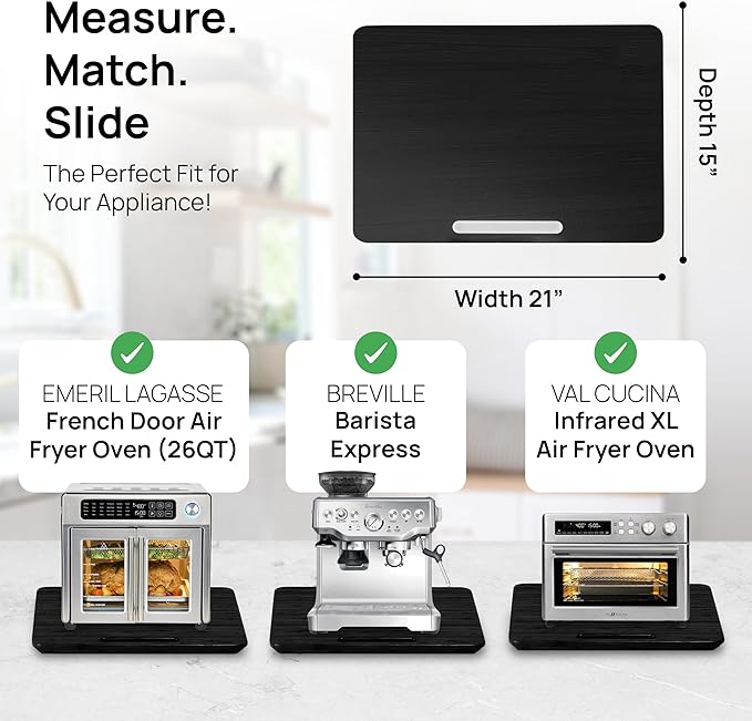 Ibyx Appliance Slider, Sliding Tray for Coffee Maker, 21 x 15 in, Black