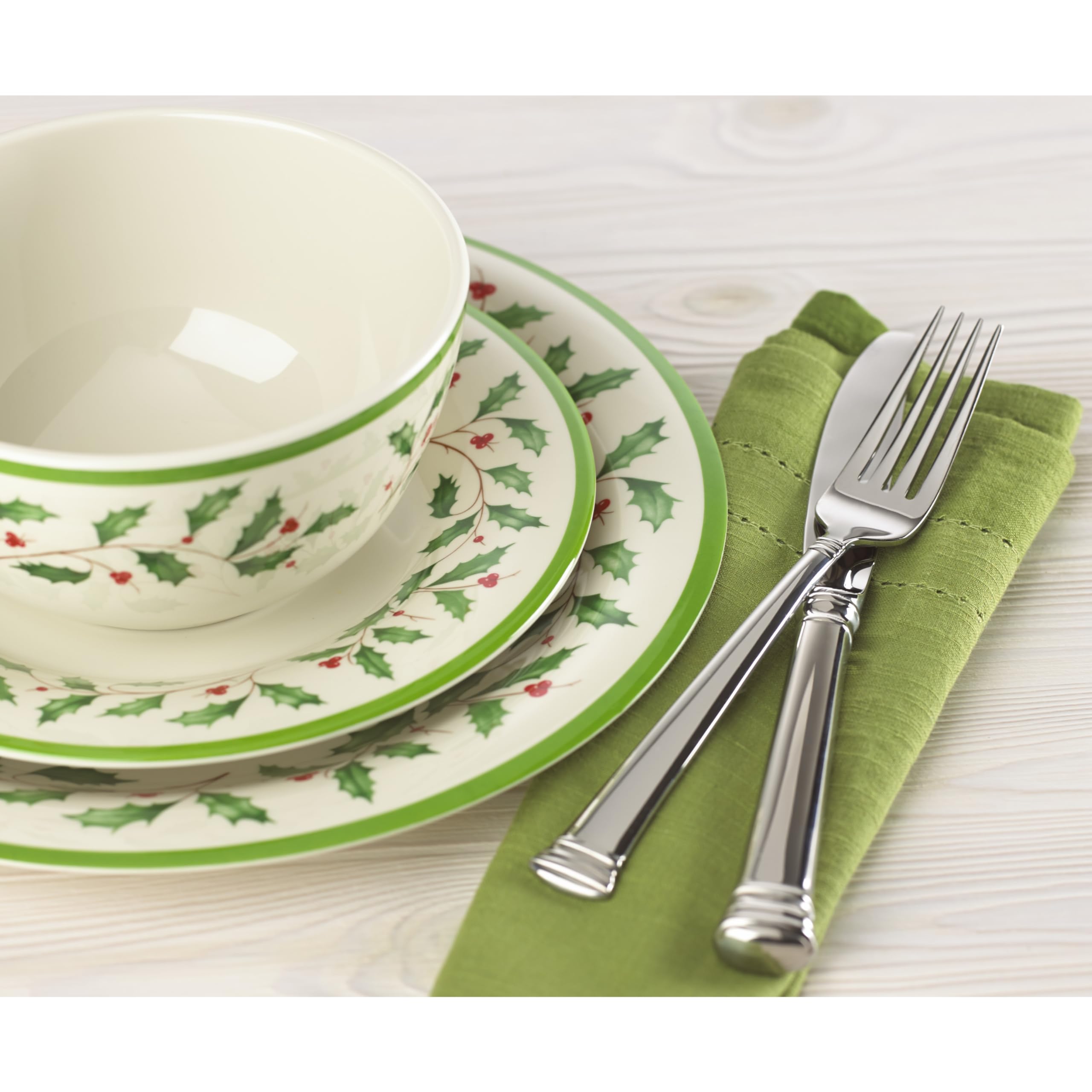 Lenox Holiday Melamine Christmas Dinner Plate Set for 4