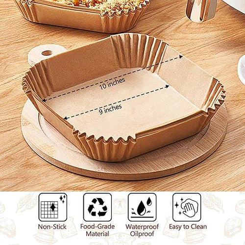 10 Inch Air Fryer Liners Disposable, 100 PCS Square Parchment Paper Liners