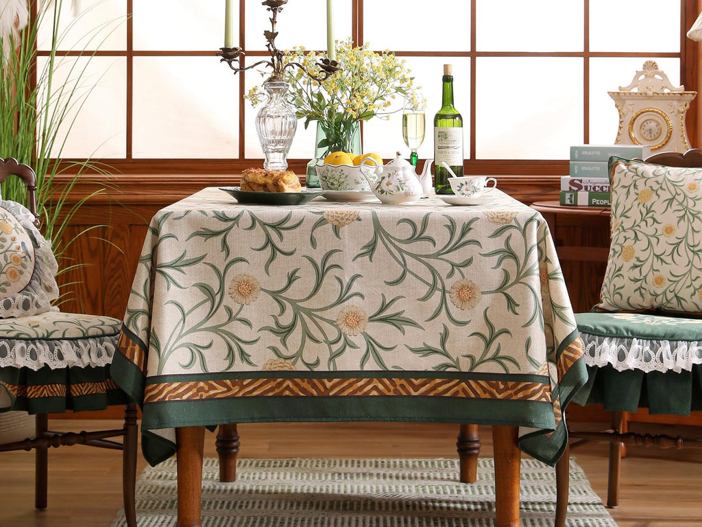 patdrea Vintage French Linen Tablecloth,Rectangular,118"x67"-Botticelli