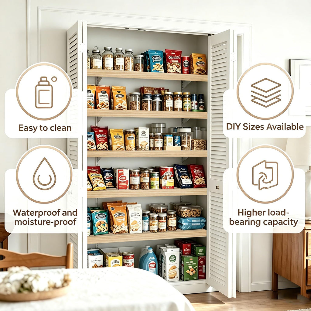 5 Pcs Wire Rack Covers 24x16x3 inch PVC Pantry Shelf Cover 0.31 inch Thick Removable Closet Wire Rack Shelf Covers,Decoration Kitchen Bathroom Office Shelving (Wood Color,24x16x3 inch)