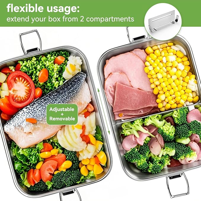 Voova 42 oz Stainless Steel Bento Lunch Box Set with Bag, Beige