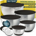 Stainless Steel Mixing Bowls with Lids Set of 5, 3 Graters, Black