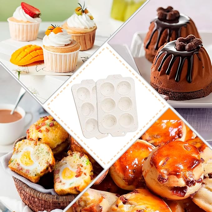 Silicone Muffin Pan for Baking, Collapsible Muffin Pan with Metal Reinforced Frame, Silicone Molds for Baking, Non-Stick & BPA-Free, Oven Safe Cupcake Pan, Regular Size 6-CUP Non-Toxic (2 Pack)