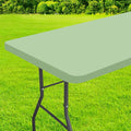 homing Rectangle Table Cloth Cover, Water-Resistant Polyester Elastic Fitted Tablecloth, Fits for 6 Foot Folding Tables, Washable Table Protector for Picnic, Camping, Outdoor (Green, 30" x 72")