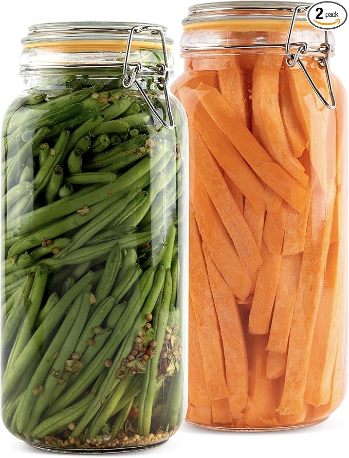 Galashield Glass Jars with Airtight Lids 67 oz [Set of 2]
