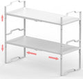 Jojocross Expandable Shelf for Cabinet Organizer Adjustable Stackable Spice Rack at Kitchen and Bathroom More, Counter Countertop Cupboard Organization Pantry Storage(MEDIUM/2PACKS/WHITE)
