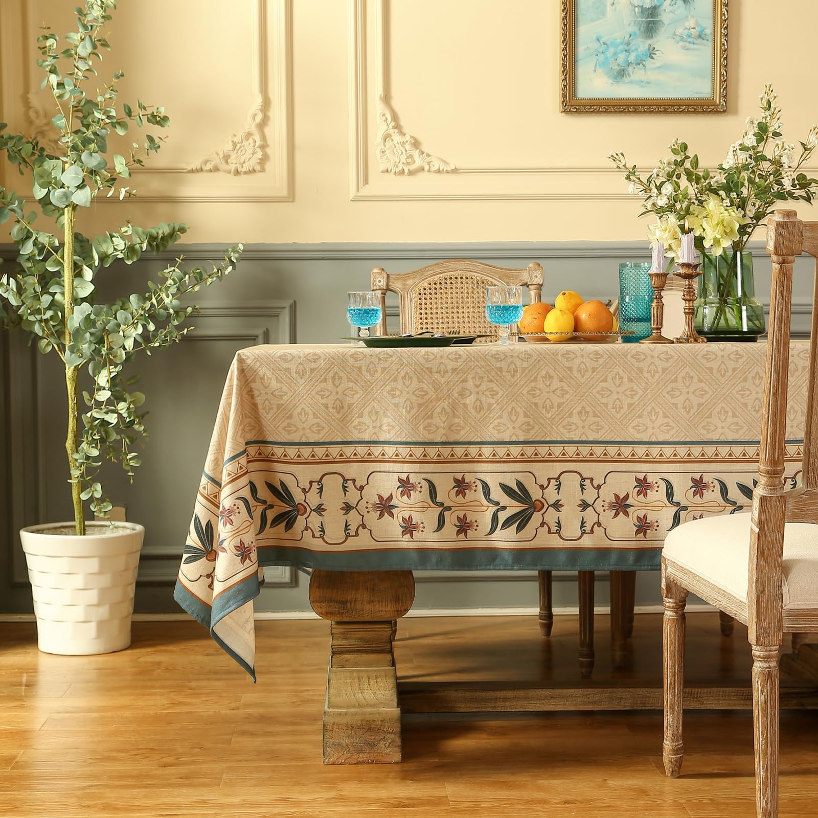 patdrea Designer French Linen Tablecloth,Square,55"x55"-Fram