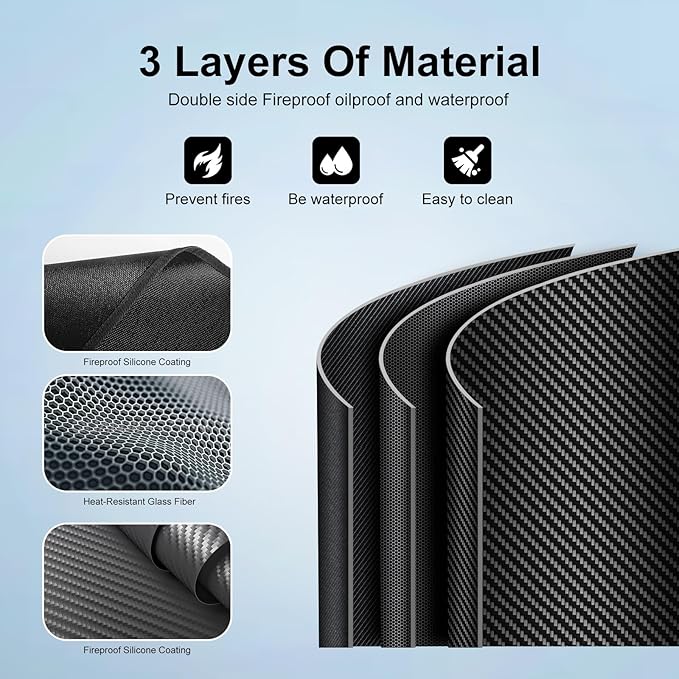 LETITIN 70x48 Inch Large Under Grill Mat, Double-Sided Fireproof BBQ Grill Mat, Waterproof Oilproof Deck Protector for Blackstone, Charcoal/Gas Grills, Fire Pits, Patio & Lawn