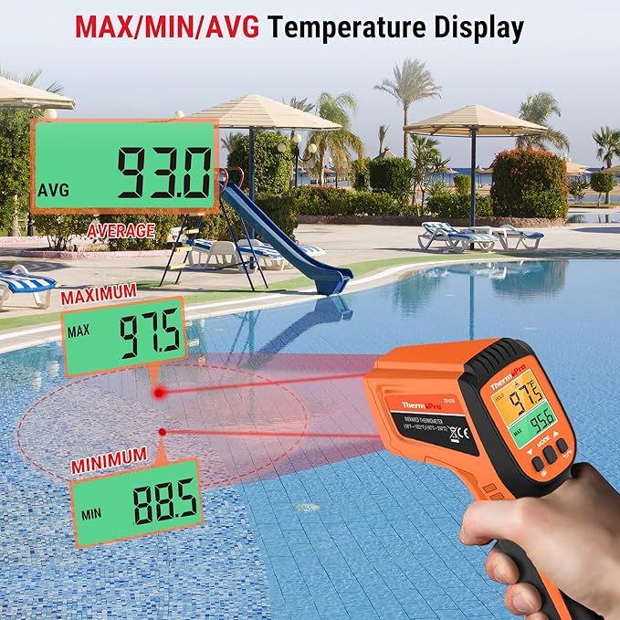 TempPro TempScan Infrared Thermometer Gun with 2 Laser for Pizza Oven Grill