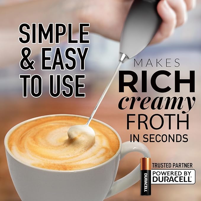 Zulay Powerful Milk Frother for Coffee with Upgraded Titanium Motor - Handheld Electric Whisk, Milk Foamer, Mini Mixer & Coffee Blender for Frappe, Latte, Matcha, No Stand - Storm