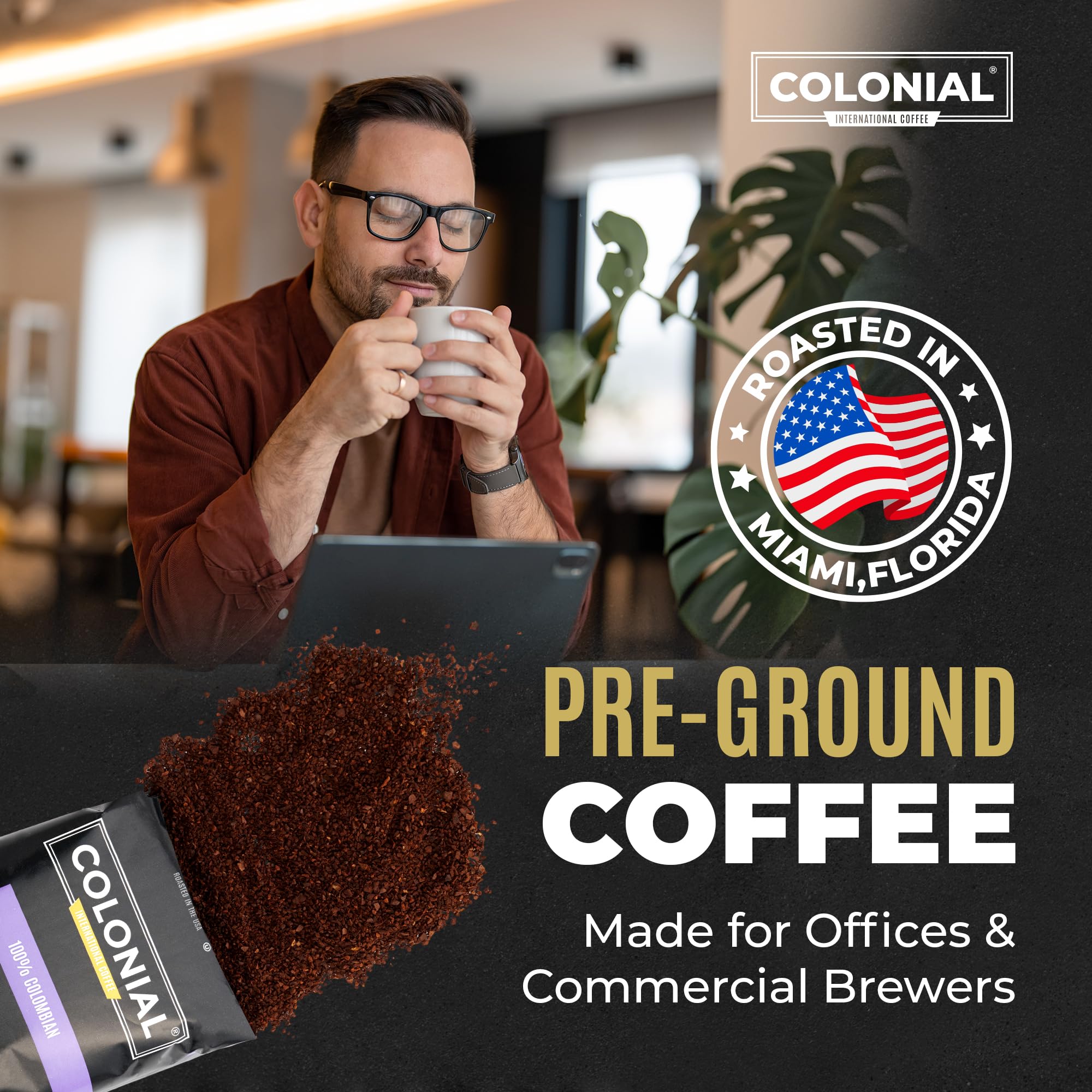 Colonial Coffee Ground Frac Packs, Breakfast Blend, Medium Roast, 32-Count