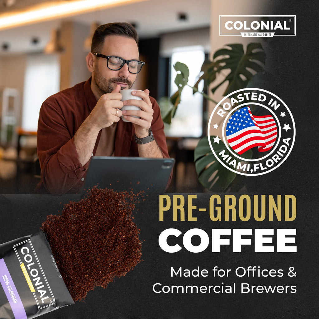 Colonial Coffee Ground Frac Packs, Variety Pack, Med/Dark/Decaf, 32-Ct