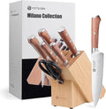 YOTSUBA 8 PCS Japanese Kitchen Knife Set with Block, Ultra Sharp Knives Set