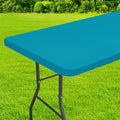 homing Rectangle Table Cloth Cover, Water-Resistant Polyester Elastic Fitted Tablecloth, Fits for 4 Foot Folding Tables, Washable Table Protector for Picnic, Camping, Outdoor (Teal, 24" x 48")