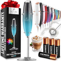 Zulay Kitchen Powerful Milk Frother Wand With Duracell Batteries - Ultra Fast Handheld Drink Mixer - Electric Whisk Foam Maker for Coffee, Lattes, Cappuccino & Matcha - Z1 Motor - Marine
