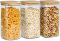 ComSaf Glass Storage Containers wtih Lids 1.6 Qt, Set of 3 Food Storage Jar