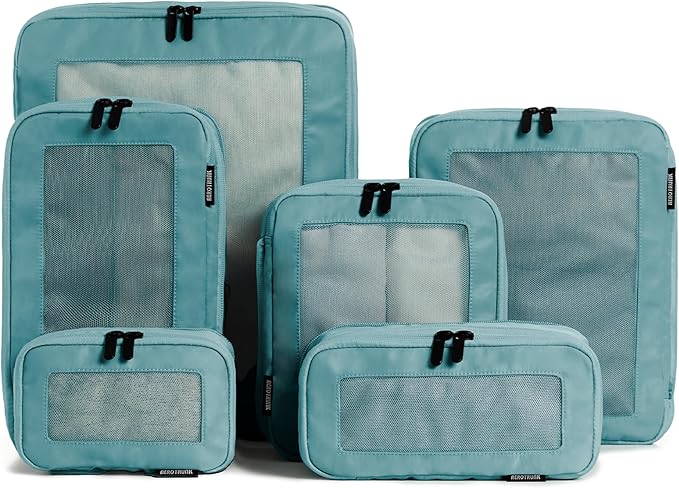 Aerotrunk Compression Packing Cubes for Travel, 6-Pack, Teal