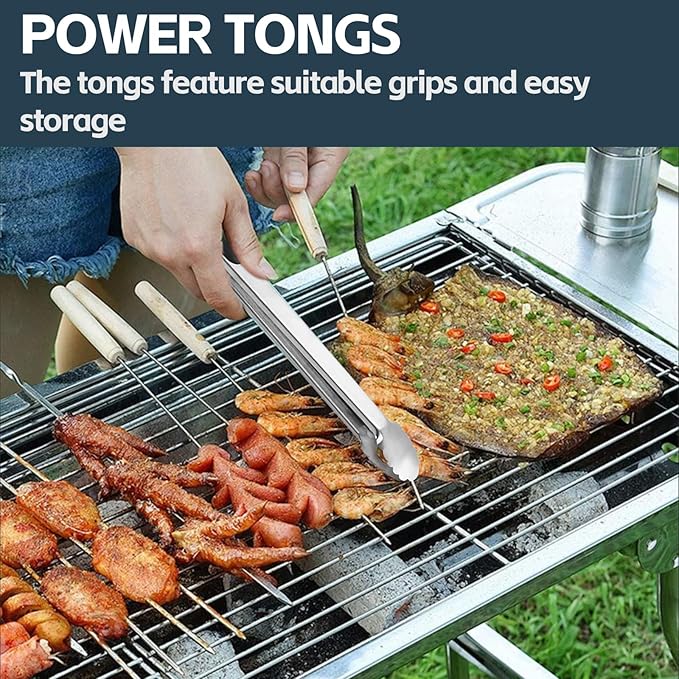 Keliheyle Heavy Duty Grill Accessories Grill Tools Set Multi-Function BBQ Set Premium Stainless Steel Spatula Fork & Tongs, Barbecue Utensils Tool Kit Gift for Men Women Grilling Lover Outdoor