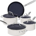 Nuwave 9pc Cookware Set Healthy Duralon Blue Ceramic Nonstick Coated