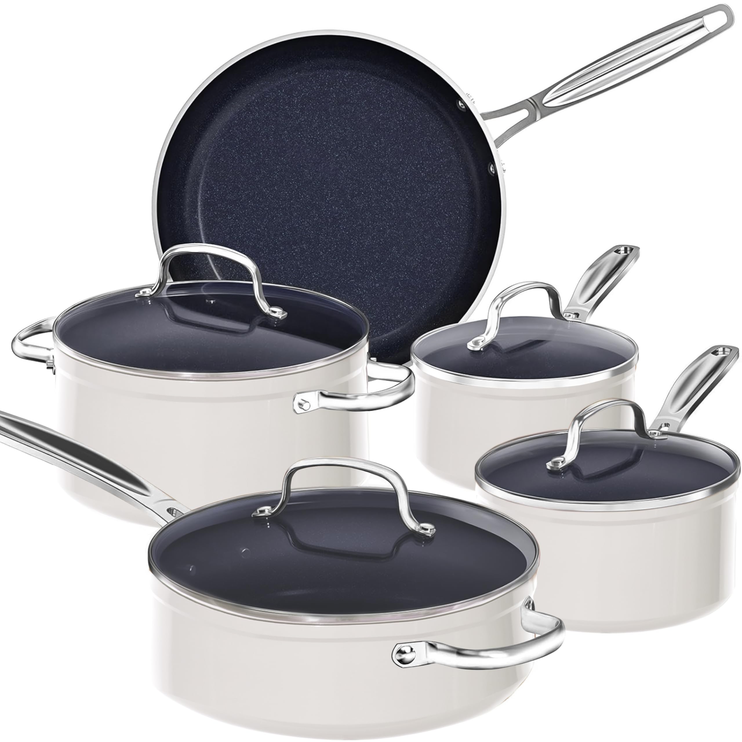 Nuwave 9pc Cookware Set Healthy Duralon Blue Ceramic Nonstick Coated