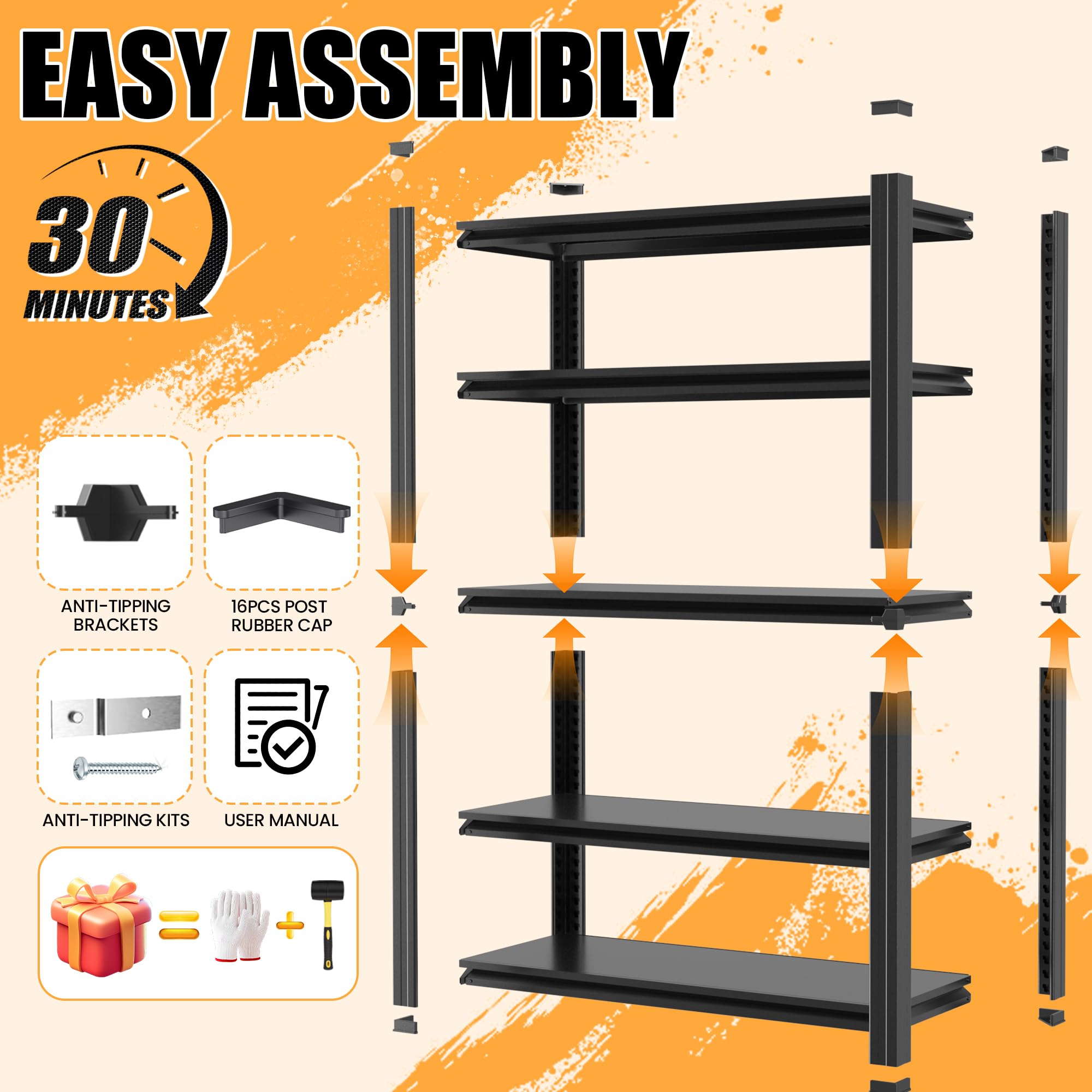 mysteeldepot 72" H Garage Shelving, Heavy Duty Storage Shelves