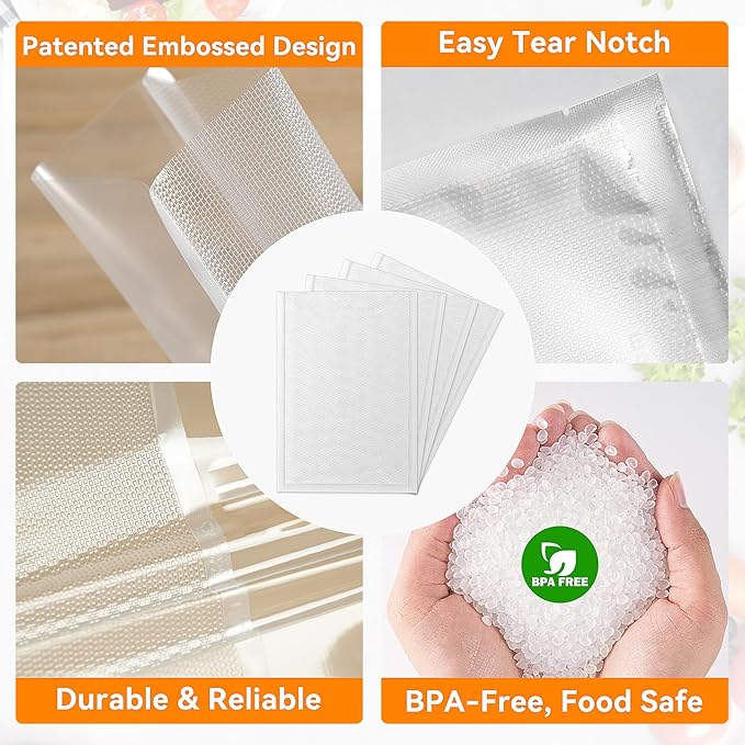 Vacuum Sealer Bags for Food, Quart 8″x 12″,Pint 6″×10″100 Pcs,BPA Free