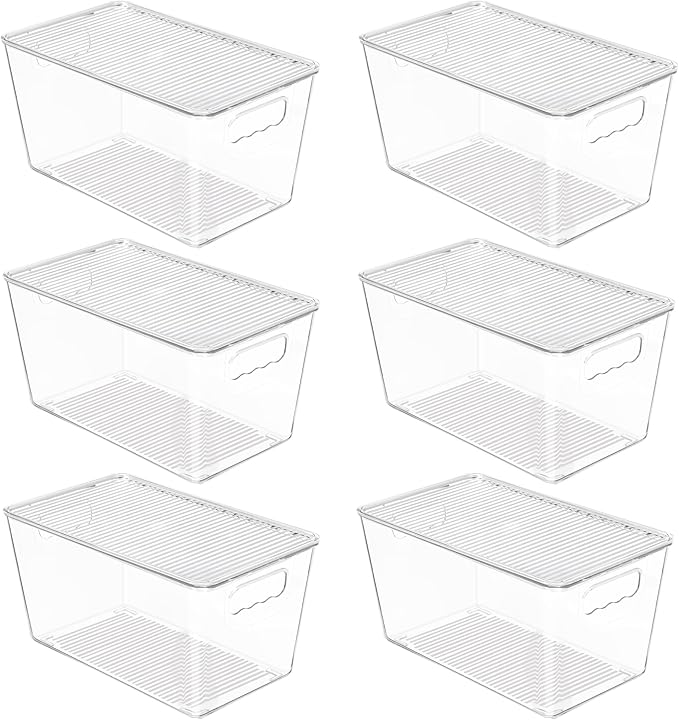 Vtopmart 6 Pack Clear Stackable Storage Bins with Lids, Medium