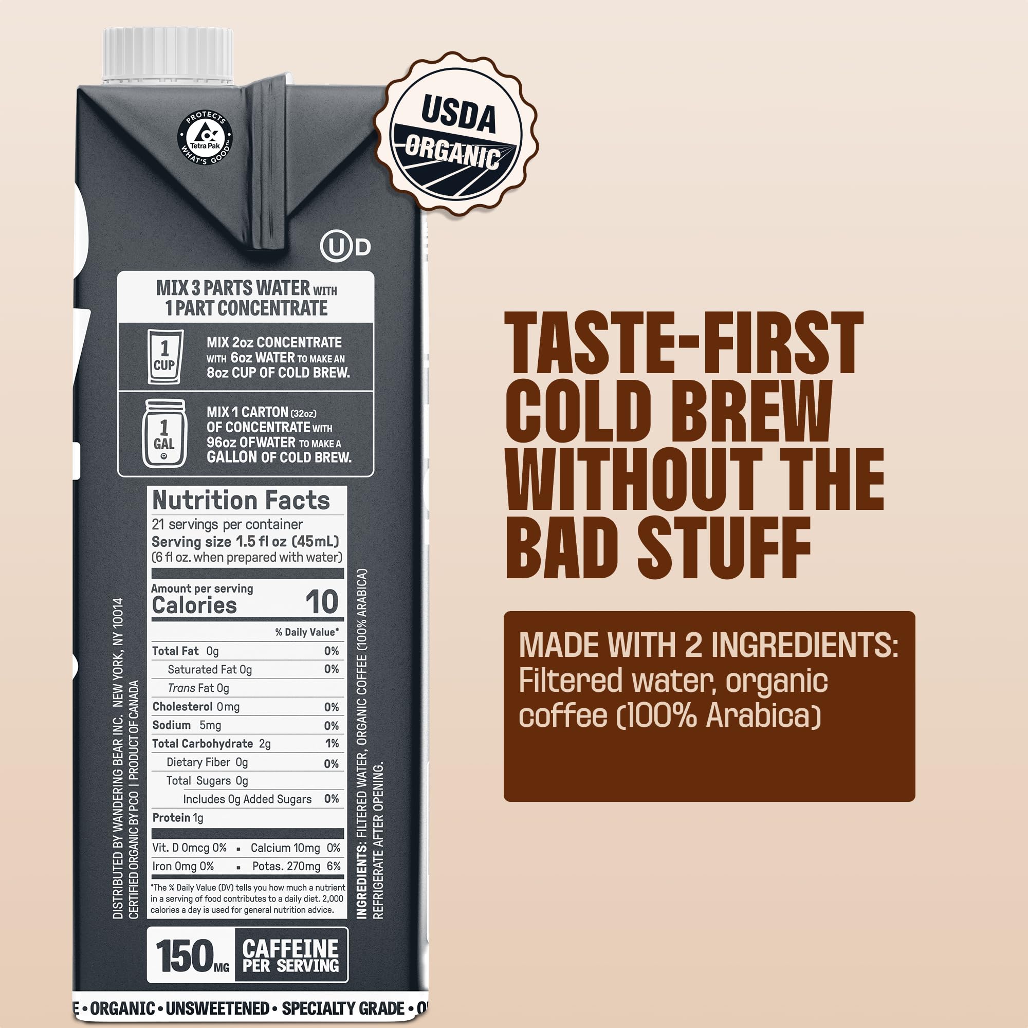 Wandering Bear Organic Cold Brew Concentrate in a Box - 32 fl oz