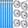 Xuhal 6 Pcs Stainless Steel Kitchen Thermometer with 5 Inch Long Stem 1 Inch Dial Thermometer Milk Frothing Food for Oven Probe Meat Grill BBQ Cooking Chocolate Water(Blue)