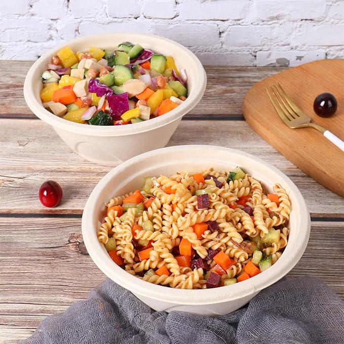 JAYEEY 33 oz Disposable bowls with lids food storage Plant Fibers 50 Pack