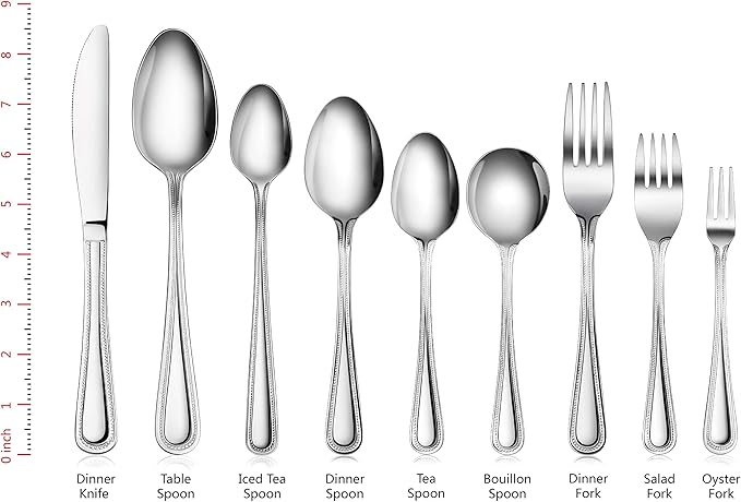 New Star Foodservice Bead Pattern 18/0 Stainless Steel Dinner Fork, 7.7-Inch, Set of 12, Commercial Grade