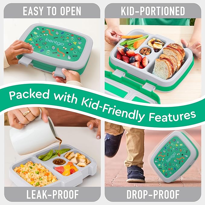 Bentgo Kids Prints Leak-Proof 5-Compartment Bento-Style Kids Lunch Box