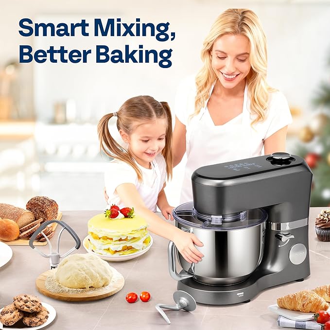 VIVOHOME Stand Mixer with Dough Proofing, 6-Quart Tilt-Head Mixer, Gray