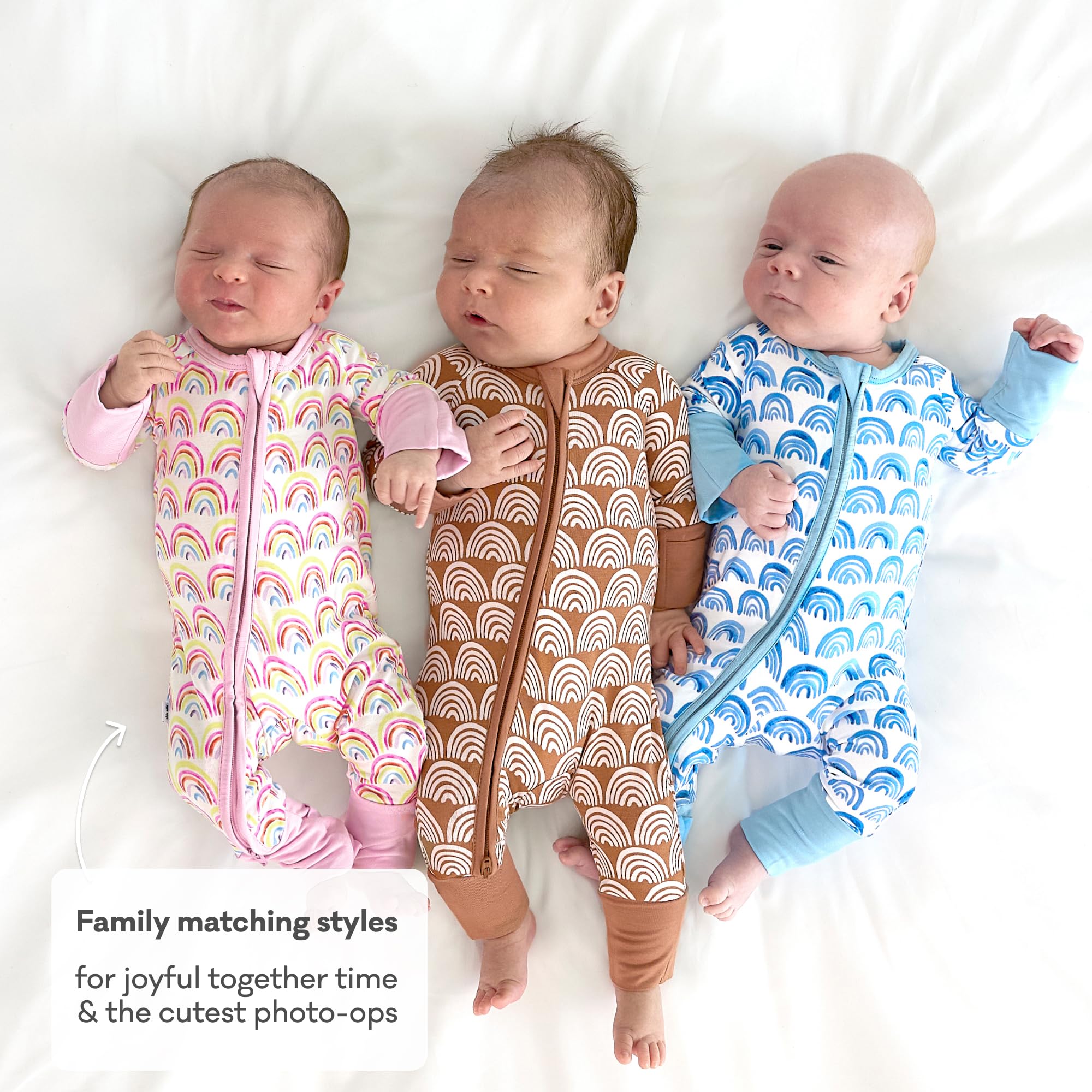 Little Sleepies Baby Pajamas, Pastel Rainbows, 12-18M