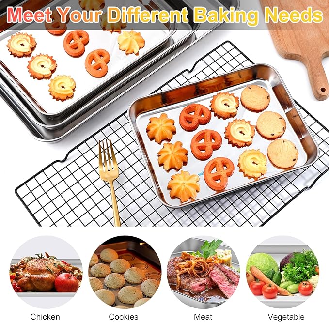 Gdotmely Baking Sheet Set, 4 Pack, 9 10 12 16 Inch
