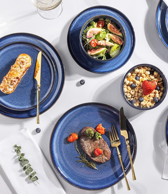 TheTerra Ceramic Dinnerware Set for 4, 12-Piece Plates and Bowls Set
