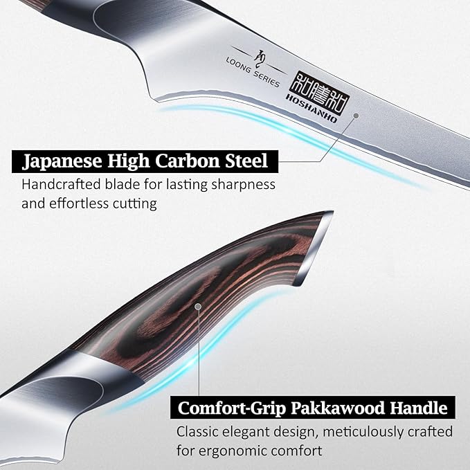 HOSHANHO BBQ Carving Knife Set, Brisket Slicing & Boning Knife for Meat