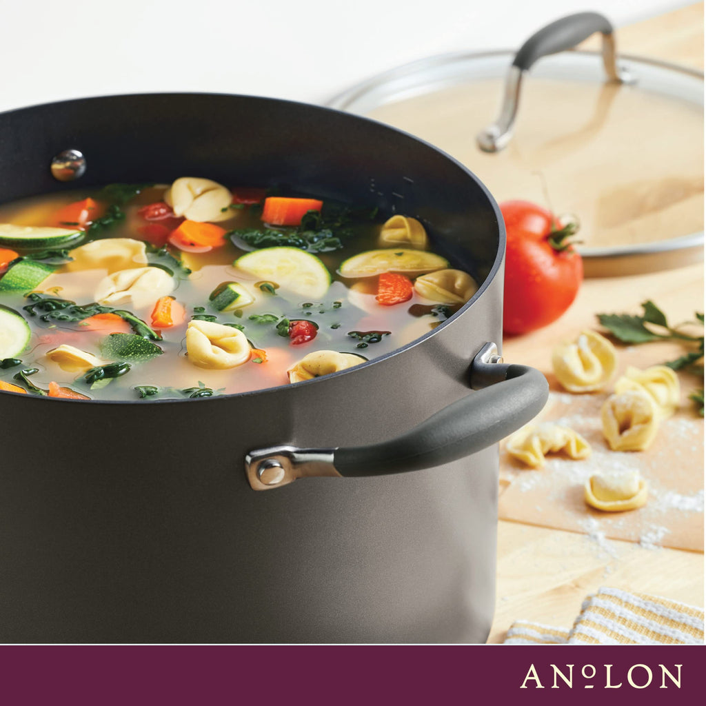 Anolon Advanced Home Hard-Anodized Nonstick Stockpot with Lid, 10 Quart Pot, Nonstick Pot, Moonstone