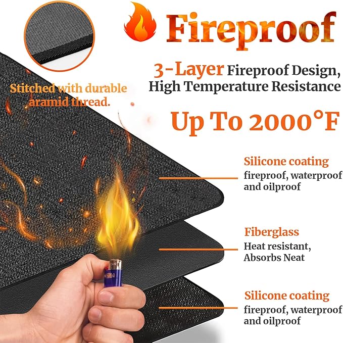 40" Round Fire Pit Mat for Solo Stove Bonfire/Under Grill Mat for Outdoor Grill Fireproof Waterproof Oil-Proof, 4 Layers Fireplace Mat BBQ Mat Solo Stove Mat Fire Pit Pad for Deck Patio Grass Smoker