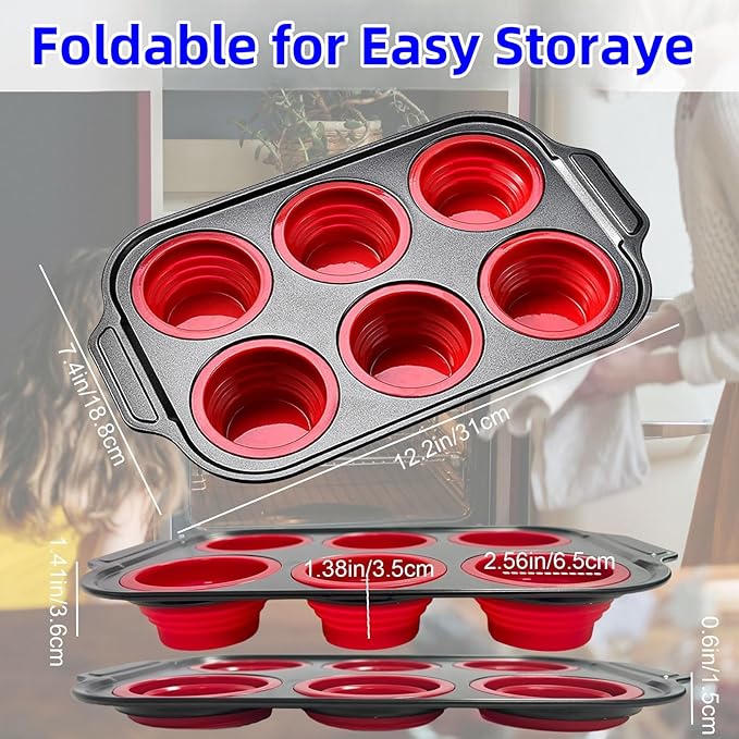 YiYeraio Muffin Pan, 6-Cup Nonstick Silicone Muffin Pans for Baking, Food-Grade Cupcake Pan for Oven, Microwave, Dishwasher Safe, BPA-Free Silicone Baking Mold for Muffins, Cupcakes, Egg Muffins