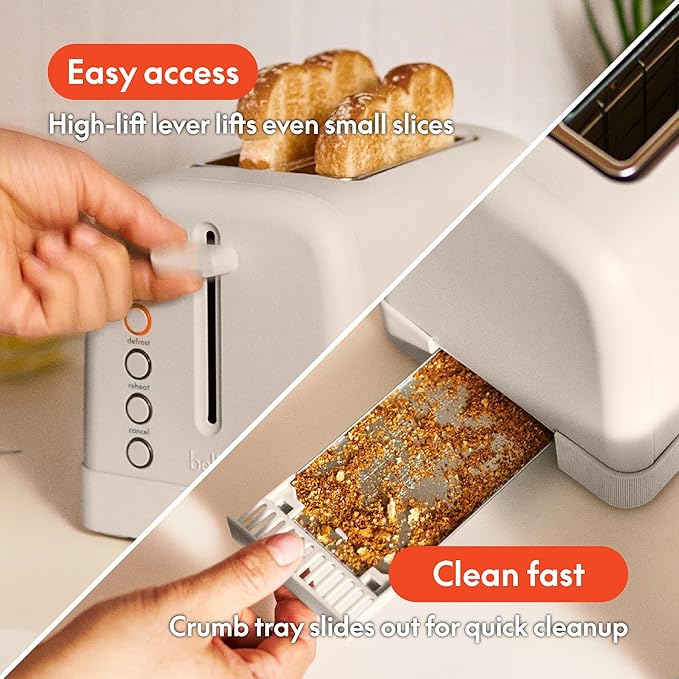 bella 2-Slice Toaster with Extra Wide Slots and 6-Shade Control, Oatmilk