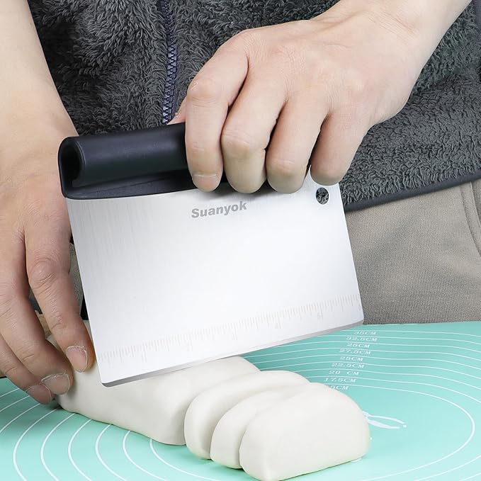 Suanyok Bench Dough Cutter-Flexible Plastic Bowl Scraper Kitchen Tool,Black