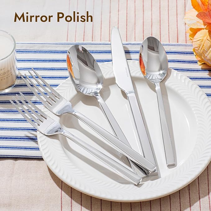 Silverware Set for 12, 60 Piece Flatware Set, Stainless Steel