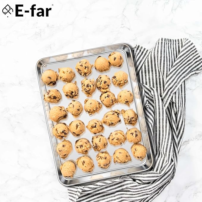 E-far Stainless Steel Baking Sheet, 18"x13" Cookie Sheet for Baking, 4PCS