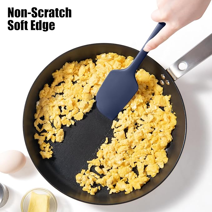Doosu 600°F Heat Resistant Silicone Spatula for Baking (11.4in, Navy Blue)