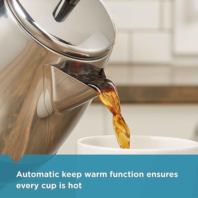 Farberware 12-Cup Stainless Steel Coffee Percolator, Automatic Keep Warm