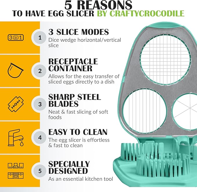 Egg Slicer for Hard Boiled Eggs - 3 Slice Modes Egg Cutter, Dicer, Chopper