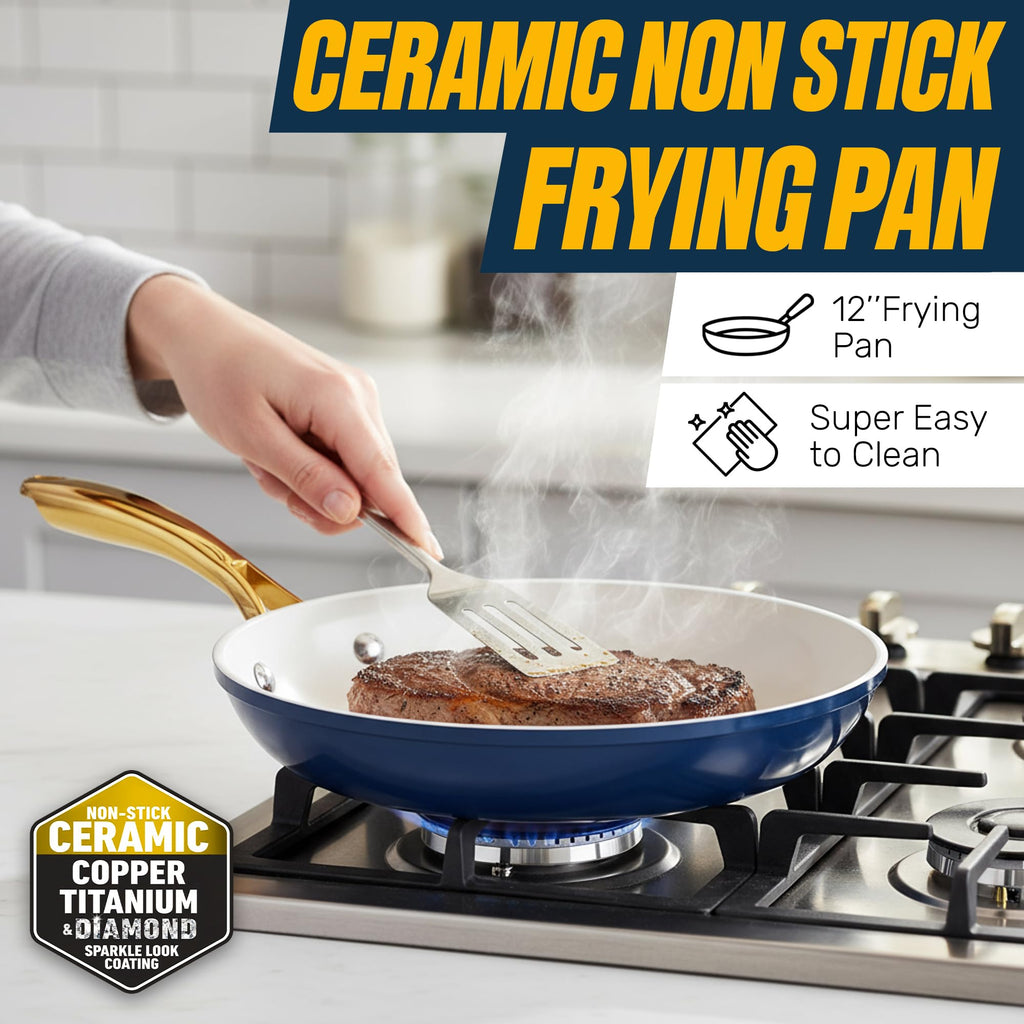 Gotham Steel 12 Pc Pots and Pans Set Non Stick Ceramic Cookware Set