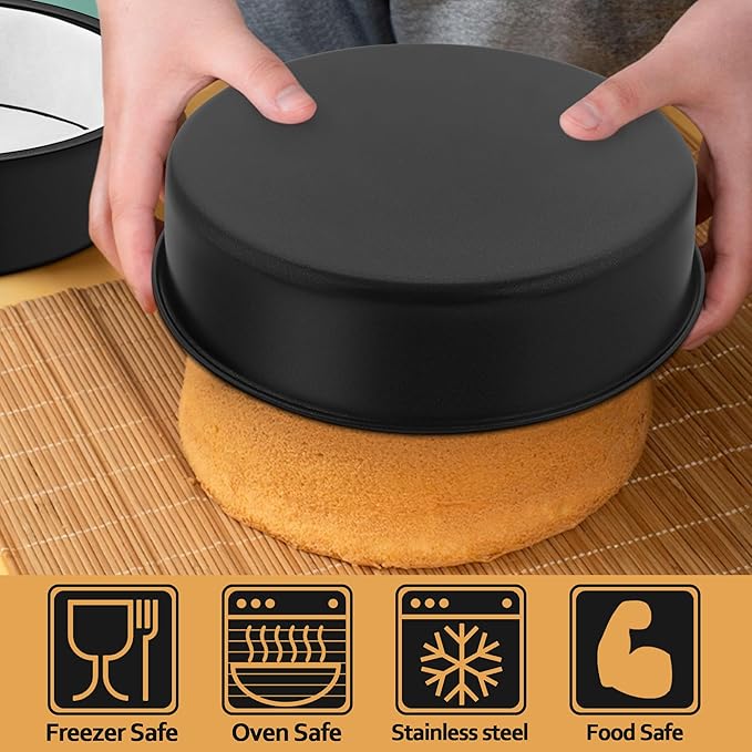 E-far 9.5 Inch Cake Pan, 2PCS Nonstick Small Cake Pans with Parchment Paper